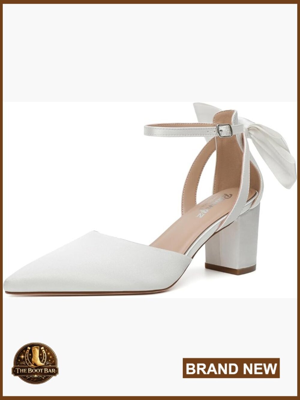 Chunky Block Heel Pumps Closed Pointed Toe Bow Comfort Evening Party Office